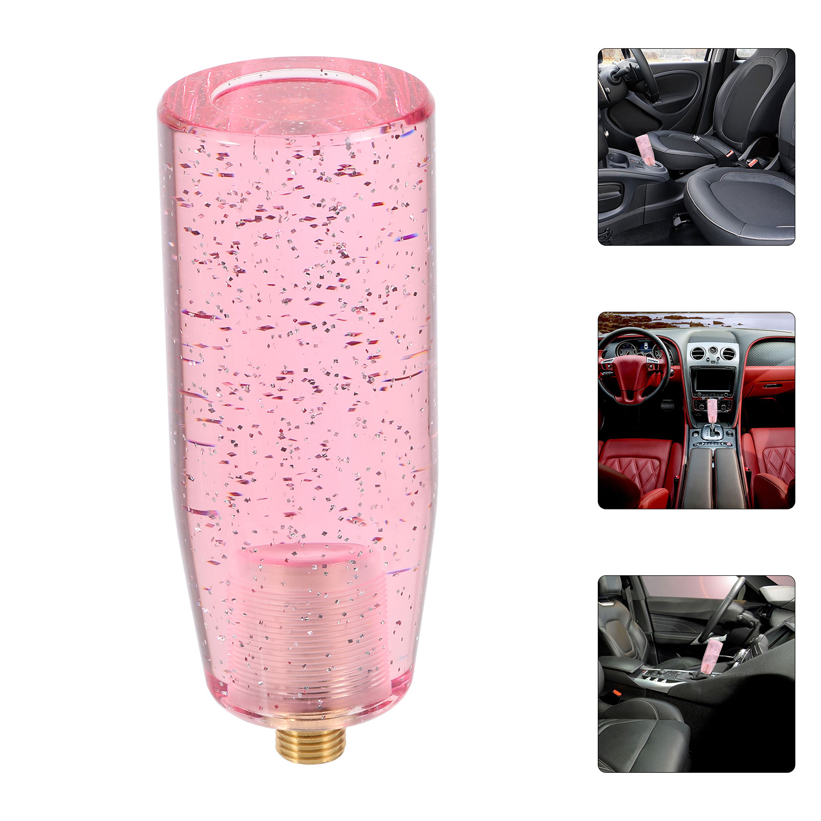 JECOMPRIS Pink Acrylic Gear Shift Knob - Stylish Manual Car Shifter, Easy Installation, 10cm Length