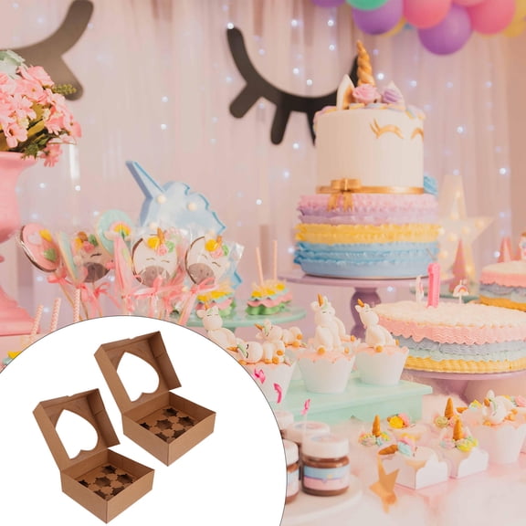 AURARMLET Treat Boxes For Desserts Clear Portable Storage 10Pcs 8.14X7.66X2.95 Inch
