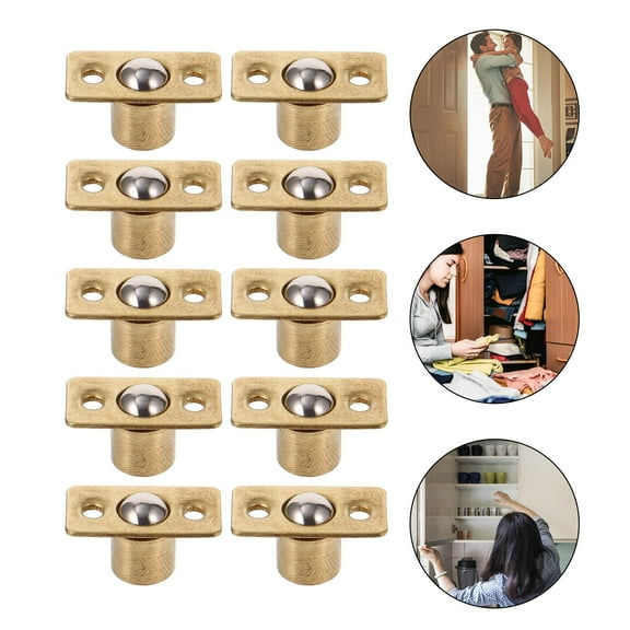 DINHEAROM Copper Ball Catch Latch Door Spring Ball Lock Golden 10Pcs 0.5x0.4x0.4in