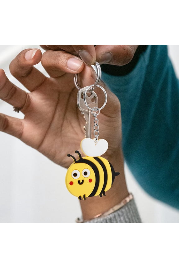 Bee Theme Party Favors Keychain Silicone Metal for Keys Bag 10Pcs