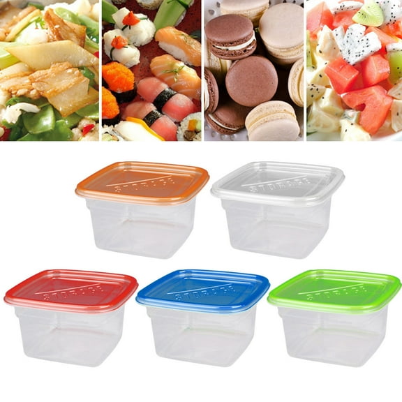 MLINS 10pcs Disposable Packing Box Square Crisper With Cover for Store Restaurant Home (Red, Green, Blue, Orange, Transparent, each Color has 2pcs))