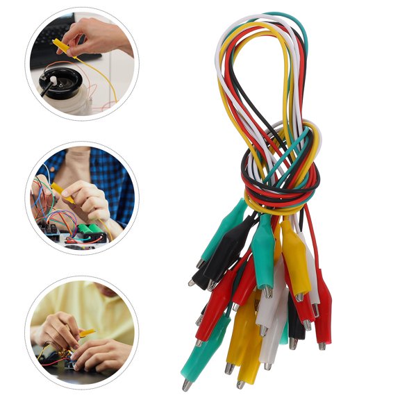 FELTECHELECTR Insulated Electrical Test with Alligator Clips, 10-Piece Assorted Colors, PVC Wire Set