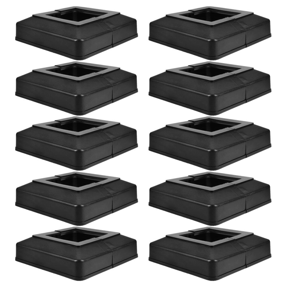 DINHEAROM Railing Base Cover Black Plastic 10Pcs 4.91X4.91X1.26in ...