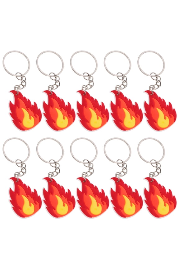 10pcs Flame Fire Key Rings Firefighter Keychain Firefighter Party Centerpiece Firetruck Party Favor Firefighter Key Holder Firefighter Party Decorations