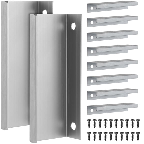 MLINS 10pcs Flat Drawer Pulls Hidden Handles Edge Cabinet Handles Back Mount Metal Edge Pull For Kitchen Cabinets Wardrobes Dressers