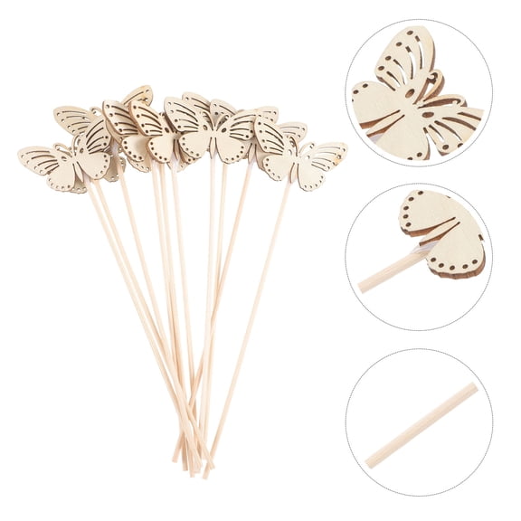 MLINS 10pcs Khaki Butterfly Reed Diffuser Sticks Made of Wood for Home Aromatherapy and Decoration