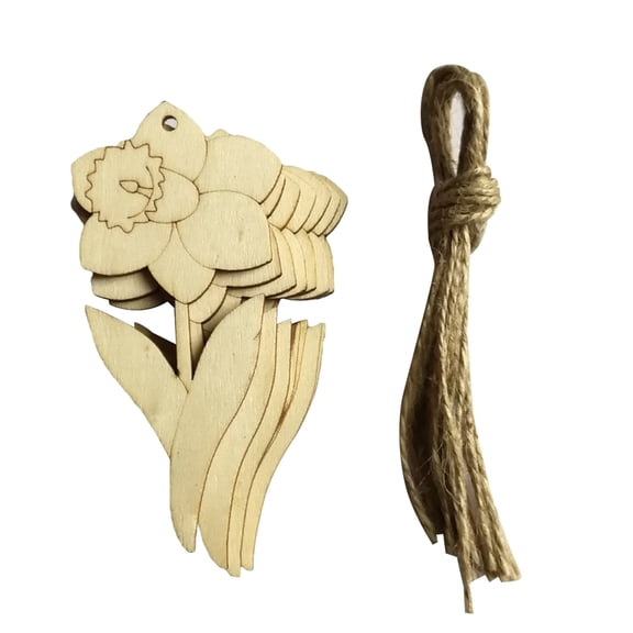 MLINS 10pcs Unfinished Wooden Morning Glory Flower Embellishments Wood Craft Hanging Decor Embellishments