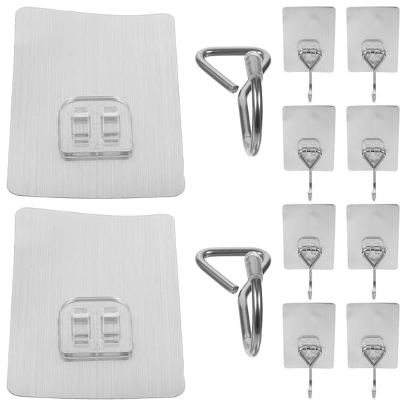 MLINS 10-Pack Punch-Free Wall Hooks, Strong Adhesive Sticky Hooks for Kitchen, Bathroom, Multi-Purpose Wall Hanging Organizer