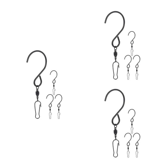 DINHEAROM Mlins 12Pcs Rotating S Hooks Black for Outdoor Decorations and Bird Feeders