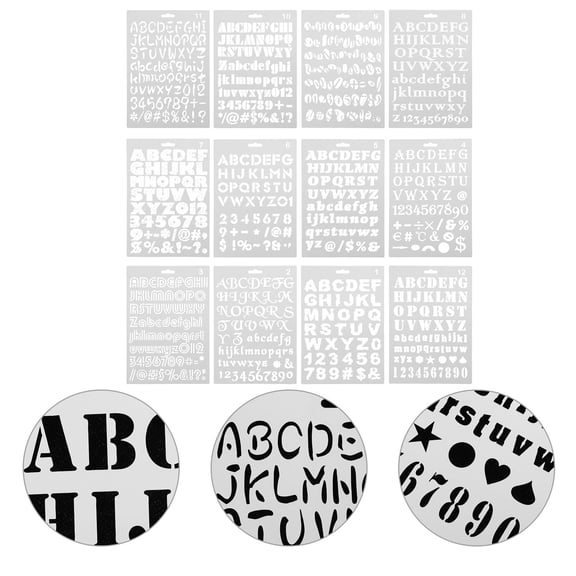 MLINS 12 Pcs Alphabet Templates for Dairy DIY English Drawing White