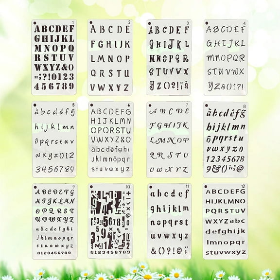 MLINS  12 Pcs Alphanumeric Template Pencil Stencil Craft Stencils