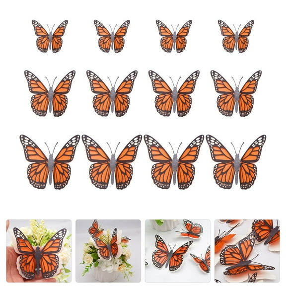 MLINS 12 Pcs Butterfly Wall Sticker Stickers Wedding Decor Decoration Orange