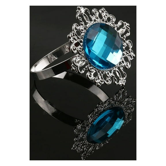 MERRYHAPY 12Pcs Blue Round Elegant Napkin Rings Table Decoration Dinner Banquet