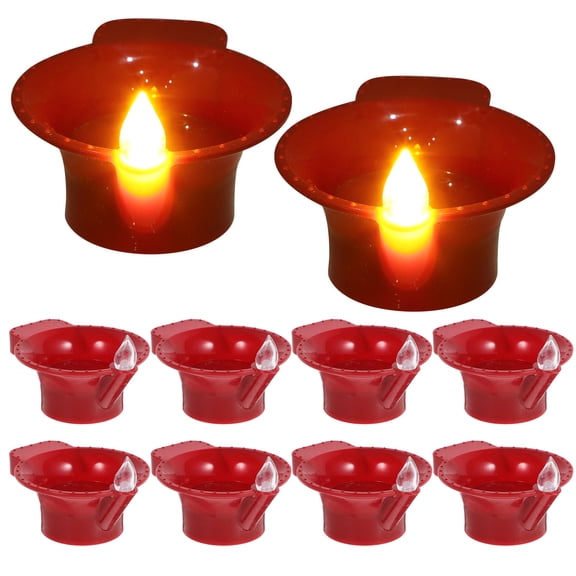 Milisten Table Candles Red Plastic with Flickering Effect for Reception Decor 12Pcs 2.9X2.3X1.6In