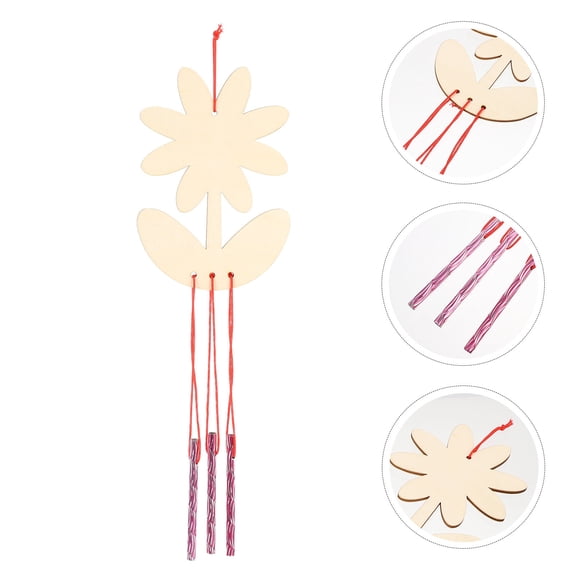 DINHEAROM 12Pcs Wooden Wind Chime Pendant DIY Craft Kit Doodle Wind Bell for Attractive Garden Decoration