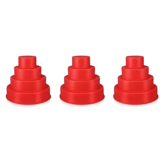 YUYUETIME Silicone Red Round Cake Pans Set for Kitchen Use Nonstick Baking Molds