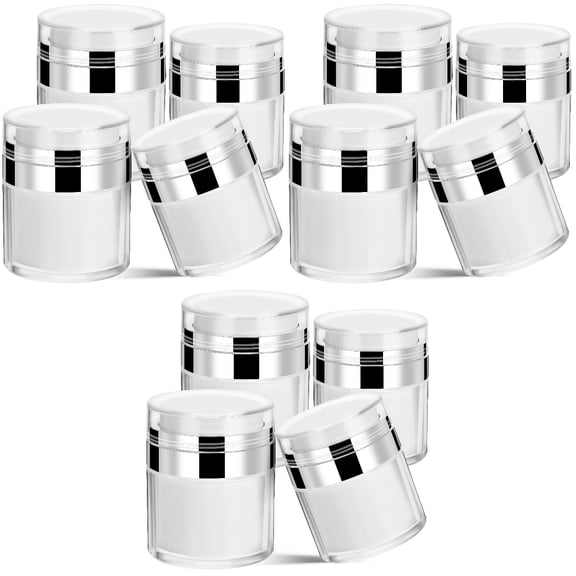 MLINS 12 Pcs Vacuum Airless Pump Jars Cosmetic Containers Refillable Airless Travel Jars Sample Containers for Lotions and Creams