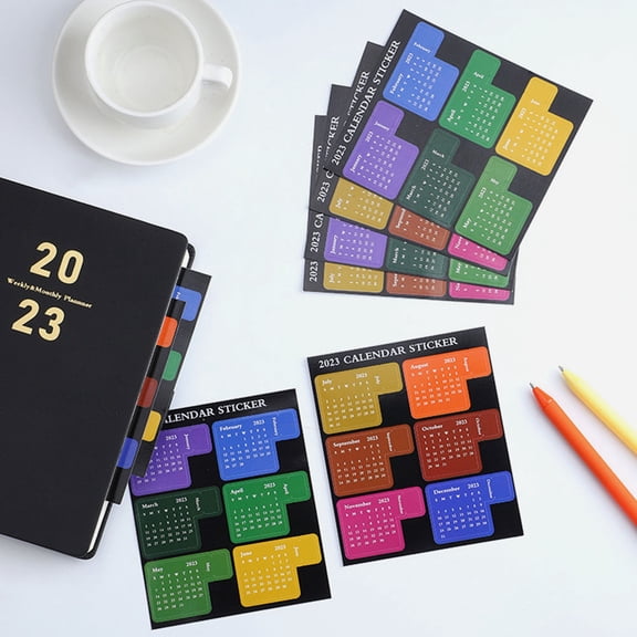 MLINS 12 Sheets of Portable Calendar Stickers Multi-function Planner Tabs Household Book Tabs