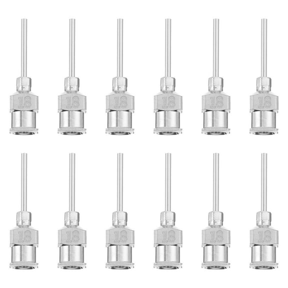 FELTECHELECTR 12Pcs Precision Stainless Steel Dispensing Needle Kit Plated Silver Color with Luer Lock Tips