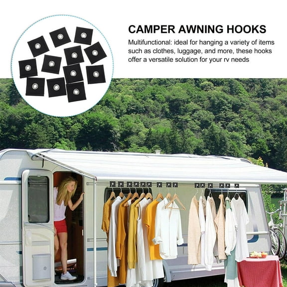 MLINS 12pcs RV Cover Hook Tent Awning Piping Hanger Camping Light Hooks Versatile Awning Accessories for Awning Rail Installation Outdoor Use