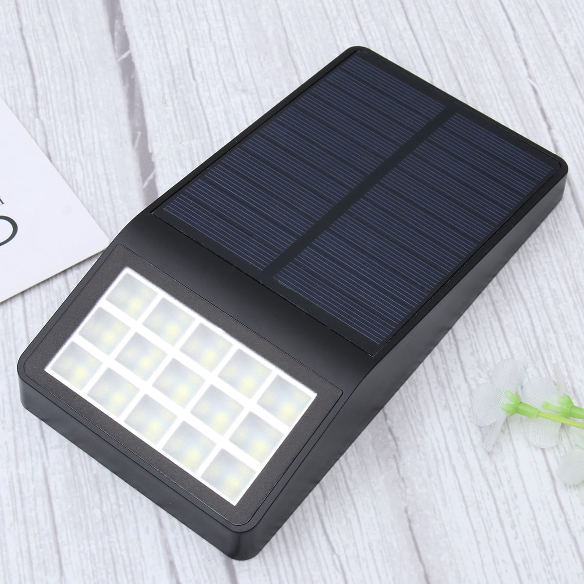 MLINS 15 LED Solar Wall Light Light-operated Garden Solar Garden Light LED Solar Wall Light Fence Light for Indoor Outdoor Bathroom Office Kitchen Hallway Corridor Garden Garage (Black Shell)