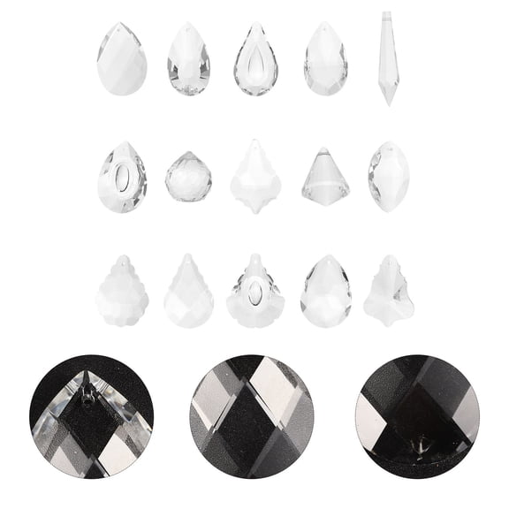 YUYUETIME 15Pcs Crystal Prisms Hanging Pendant for Window Decor with Transparent Light Refraction