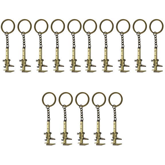 MLINS 15 Pcs  Ruler Keychain Pendant Caliper Key Chain Hanging Ornaments Metal Key Chain