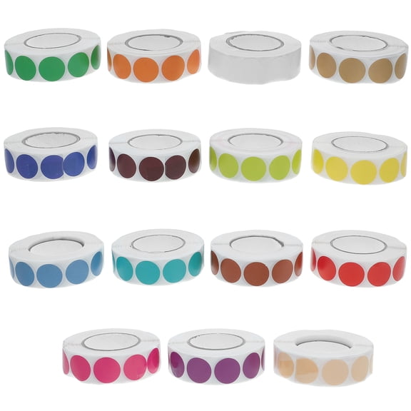 FELTECHELECTR Paper Dot Stickers Assorted Color Everyday Use 15Pcs 0.75In