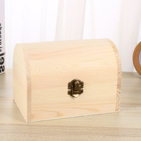 PTOOTP Wooden Storage Box Beige Solid Color Thickened Design for Home Organization and Craft Supplies
