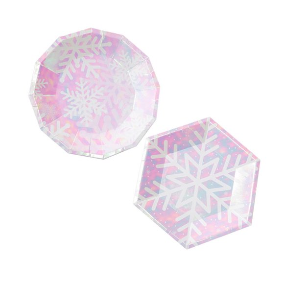 AURARMLET Snow Party Paper Plates Tableware 16Pcs 9.1x9.1x0.6In