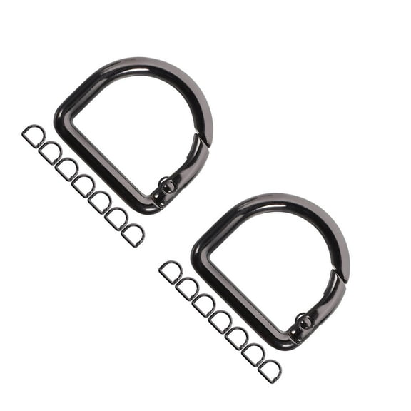 DINHEAROM Spring Ring Clips D Shaped Buckles Black for Bag Parts 16Pcs