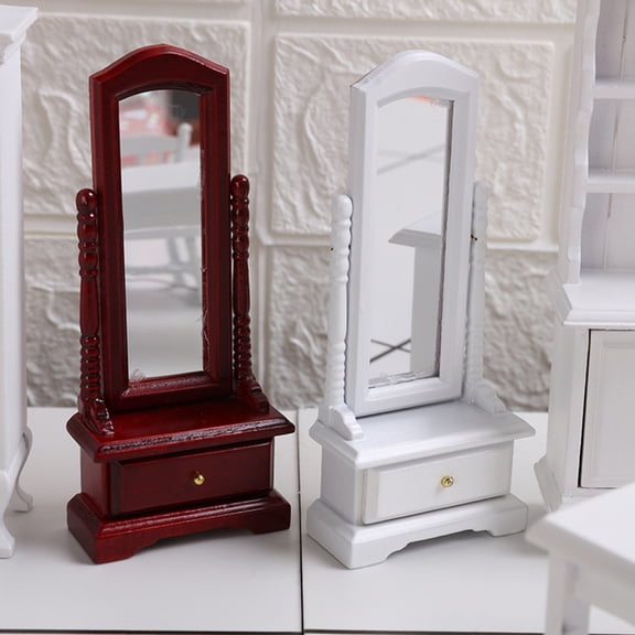 MLINS 1PC Mini Birch Dressing Mirror Bedroom Full-length Mirror Model with Cabinet