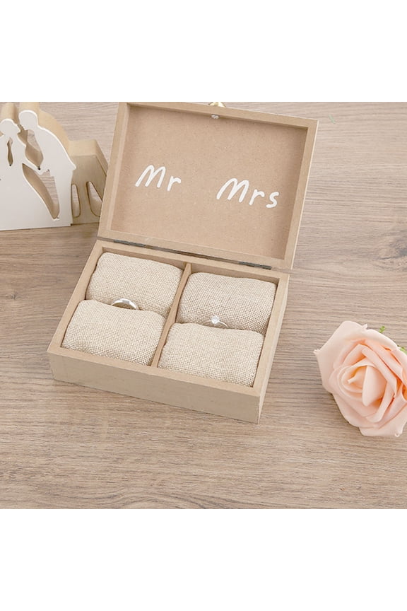 1PC Wedding Ring Container in Wooden Material for Simple and Warm Style Home Use