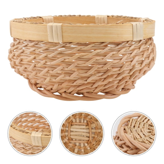 PTOOTP Mlins Khaki Woven Fruit Basket for Kitchen Countertop, Pantry Storage Organizer and Home Organization Solution