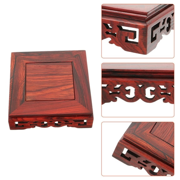 PTOOTP Dark Red Wood Riser with Intricate Pattern Design, and Easy to Use for Home and Office