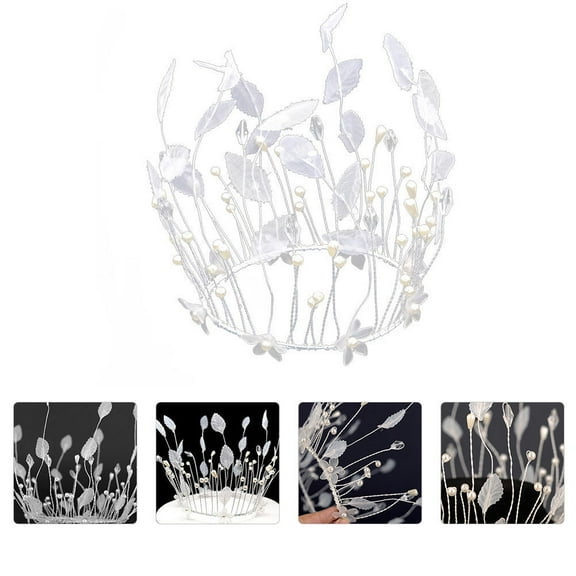 MLINS 1Pc Creative Leaf Bead Cake Ornament Party Cake Decor Birthday Cake Topper White