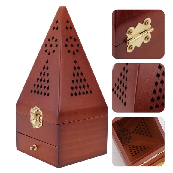 MLINS 1Pc Delicate Home Censer Decor Antique Pyramid Incense Burner Craft Dark Red