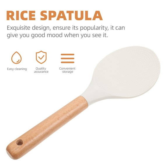PTOOTP 1Pc Silica Gel Rice Spoon Non Stick Kitchen Supply White