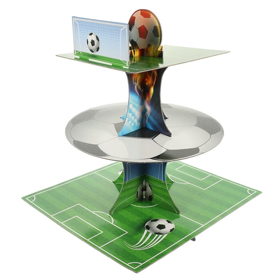 PTOOTP Soccer Party Supplies Cake Stand Paper Holder 1 Piece Fan Gear Decoration for Sports Fans