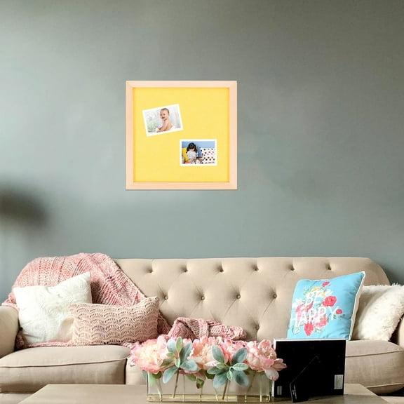 HEALEEP Felt Memo Board Diy Message Board Yellow Wood 1Pcs 11.8x11.8x0.8in