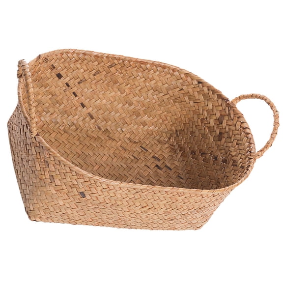 AURARMLET Storage Basket Iron Dried Seagrass Household Items Kitchen 1Set 10.6X6.7X4.3In
