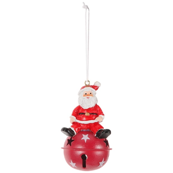 PTOOTP Red Christmas Bell Ornament with Metal Santa Claus Figurine for Holiday Tree Decoration and Festive Xmas Decor