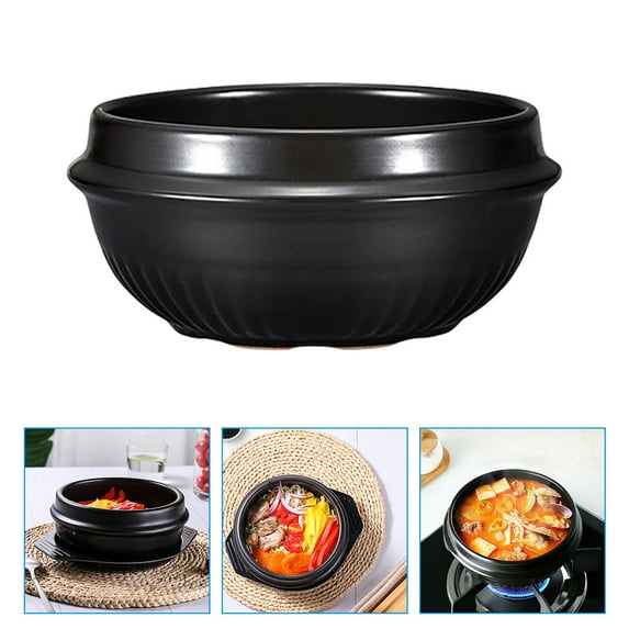 PTOOTP Heat-Resistant Ceramic Pot Black - Stable, Non-Deformable, Perfect for Soup Rice