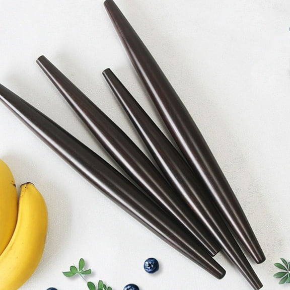 PTOOTP French Rolling Pin Black Rubber Wood Friends Who Make Bread 1Pack 9.8X1.1X0.9In