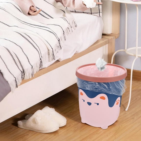 MLINS 1pc Lovely Plastic Trash Can Bear Pattern Waste Paper Basket for Office Hotel Home