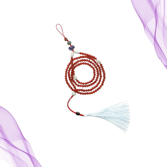 MLINS 1pc Natural Red Agate Chinese Style Phone Lanyard Hanging Cord Tassel Phone Hanging Rope (Phone Lanyard)