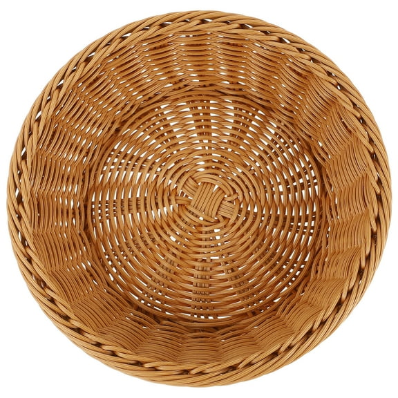 DINHEAROM Food Serving Baskets Rattan Like Brown Plastic 1Pcs 9.8X9.8X2.8in