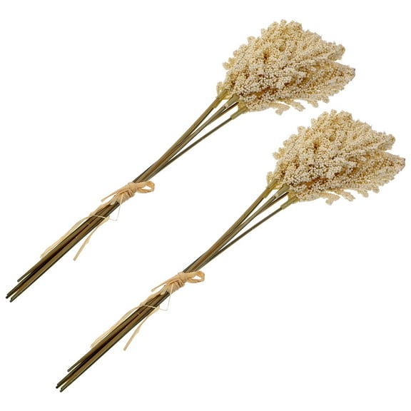 MLINS 2 Bouquet Artificial Plants Indoor Fake Wheat Stems Flower Realistic Simulate
