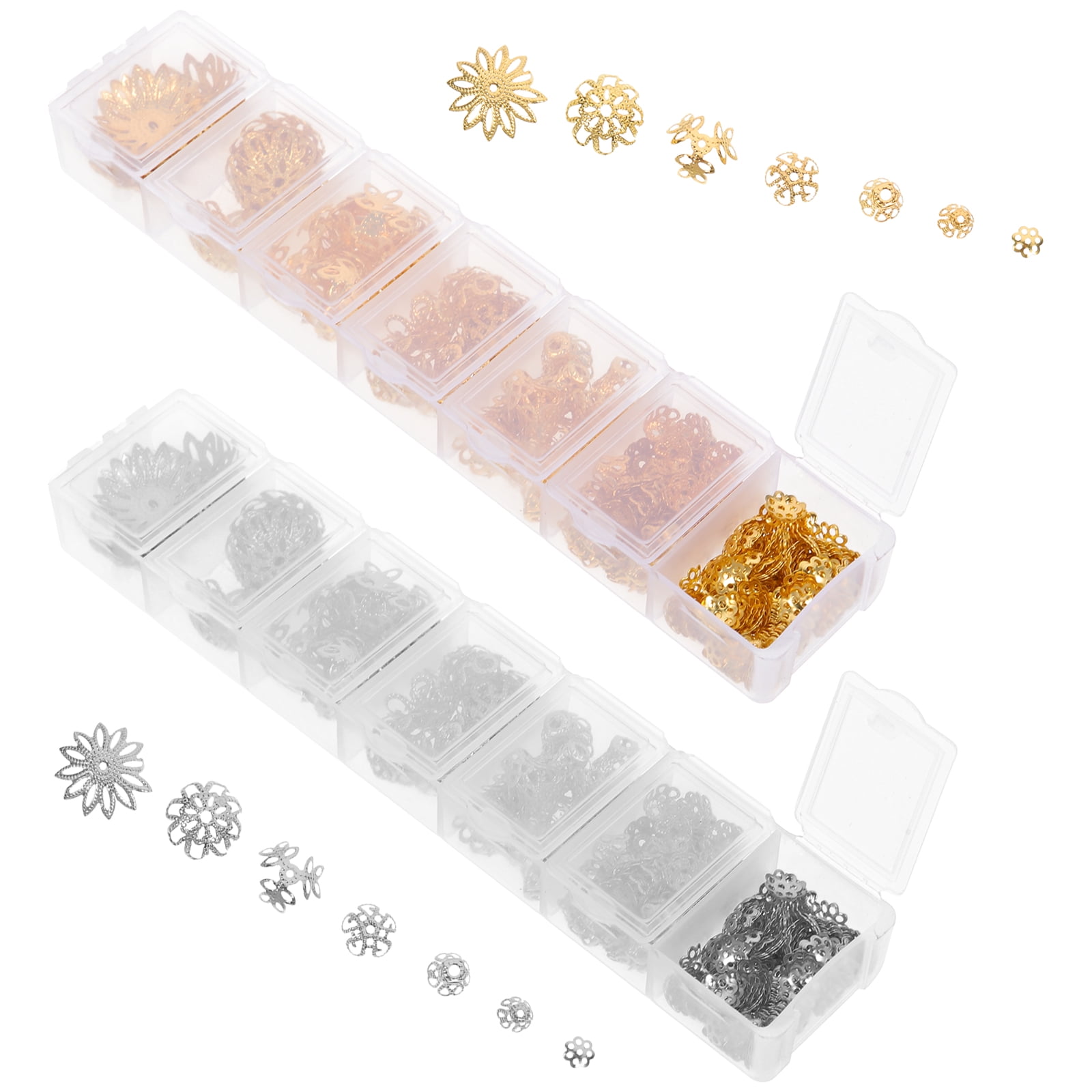 MLINS Alloy Flower Bead Caps for Jewelry Making Assorted Color Strong and Durable 2 Boxes