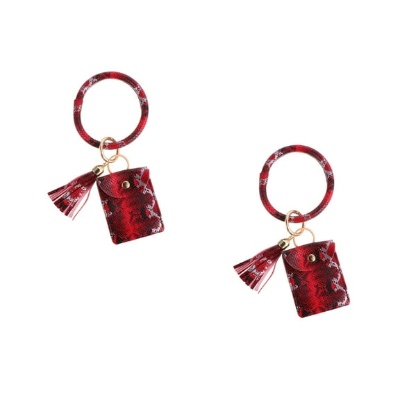 MLINS  2 Count Multipurpose Key Chain Cards Bag Retractable Lanyard Wallet Red